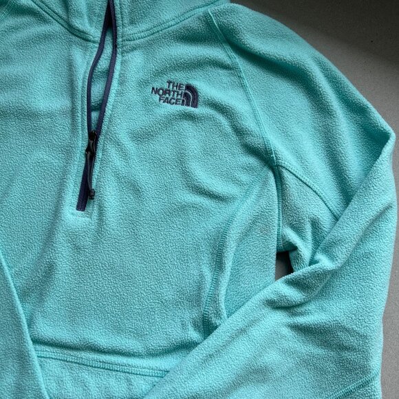 The North Face Women's 100 Glacier Quarter-Zip Fleece Top, Algae Blue, Size S/P - Picture 3 of 8